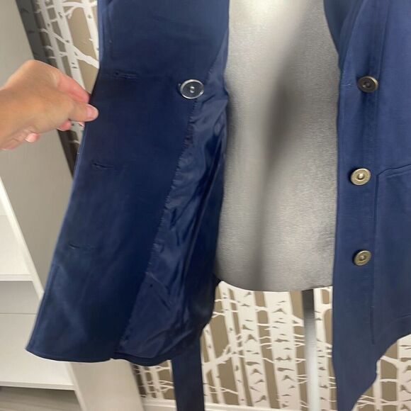 Navy Blue Riviera Short Trench Coat NEW XS - Picture 5 of 11